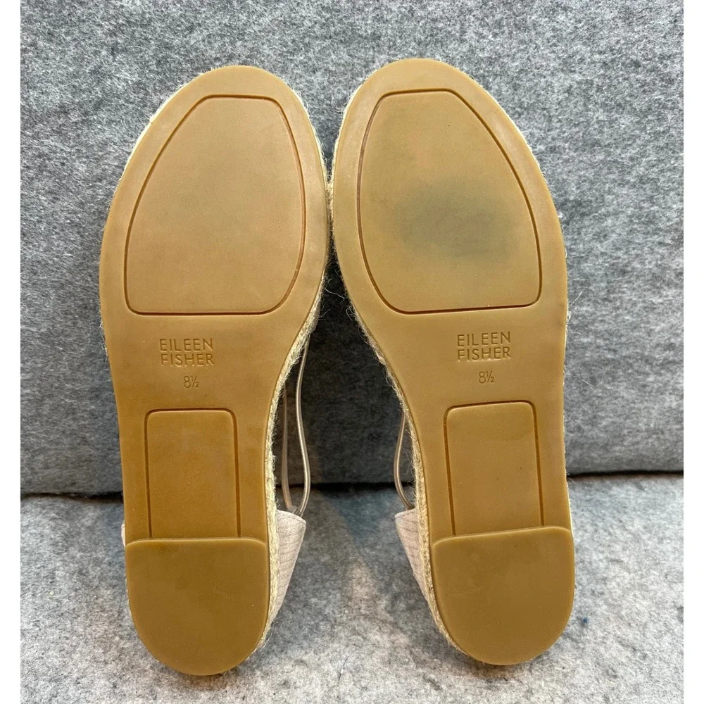 Eileen Fisher Espadrille Flats Suede Leather‎ Beige Slip On Shoes Women's 8.5